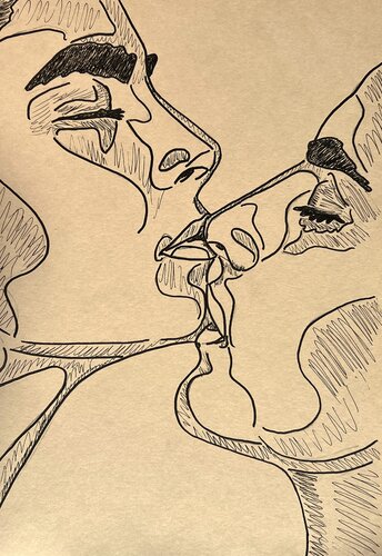 Etude préparatoire au feutre pour "Missing You" van Mathilde Polidori, Tekening te koop op Singulart