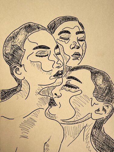 Etude préparatoire au feutre pour "Sororité 5" di Mathilde Polidori, Disegno in vendita su Singulart