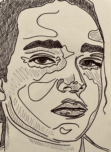 Etude préparatoire au feutre pour "Orange Light" van Mathilde Polidori, Tekening te koop op Singulart