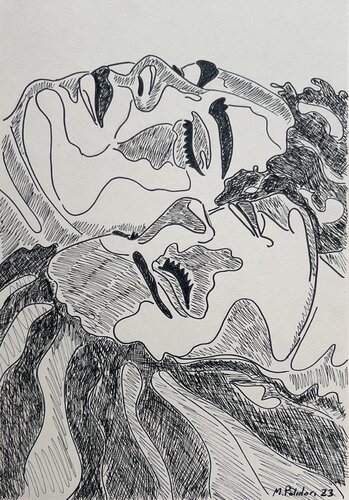 Etude préparatoire au feutre pour "La Sieste #2" van Mathilde Polidori, Tekening te koop op Singulart