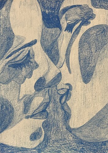 Blue Kiss by Mathilde Polidori, Painting for Sale on Singulart