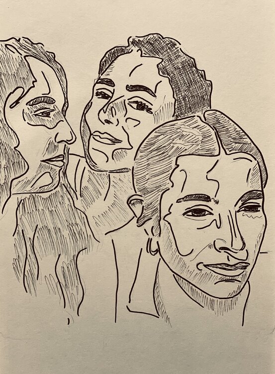 Etude préparatoire au feutre pour "Sororité 9" Mathilde Polidori