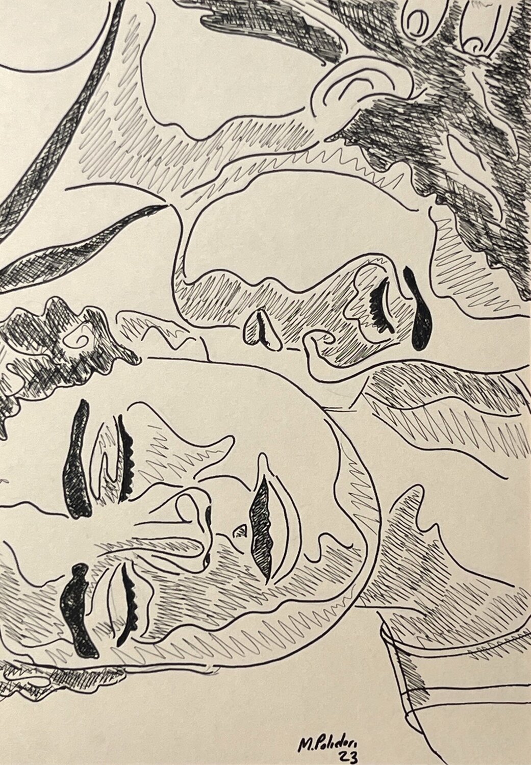 Etude préparatoire au feutre pour "La Sieste #3" Mathilde Polidori Zeichnungen zu verkaufen