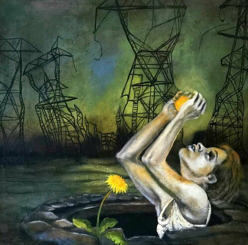 Mensch, finde ein Licht am Ende des Tunnels de Eva Vogt, Pintura a la venta en Singulart