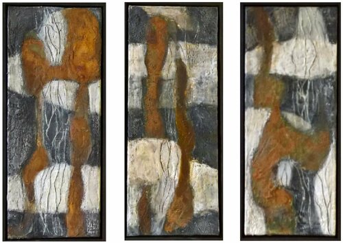 Triptychon Verwachste Rostspuren Eva Vogt