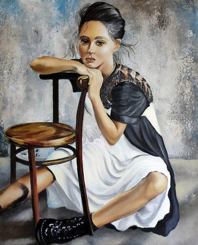 Ruhende Rebecca di Eva Vogt, Pittura in vendita su Singulart