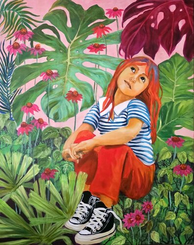 Blumenmädchen von Eva Vogt, Malerei kaufen auf Singulart