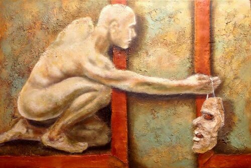 Maske ablegen di Eva Vogt, Pittura in vendita su Singulart