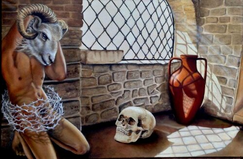 Phrixos und Widder mit Helles Kopf by Eva Vogt, Painting for Sale on Singulart