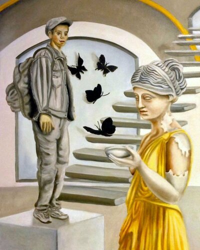 HEBE, die griechische Göttin der Jugend, die Göttin mit den Rosenwange di Eva Vogt, Pittura in vendita su Singulart