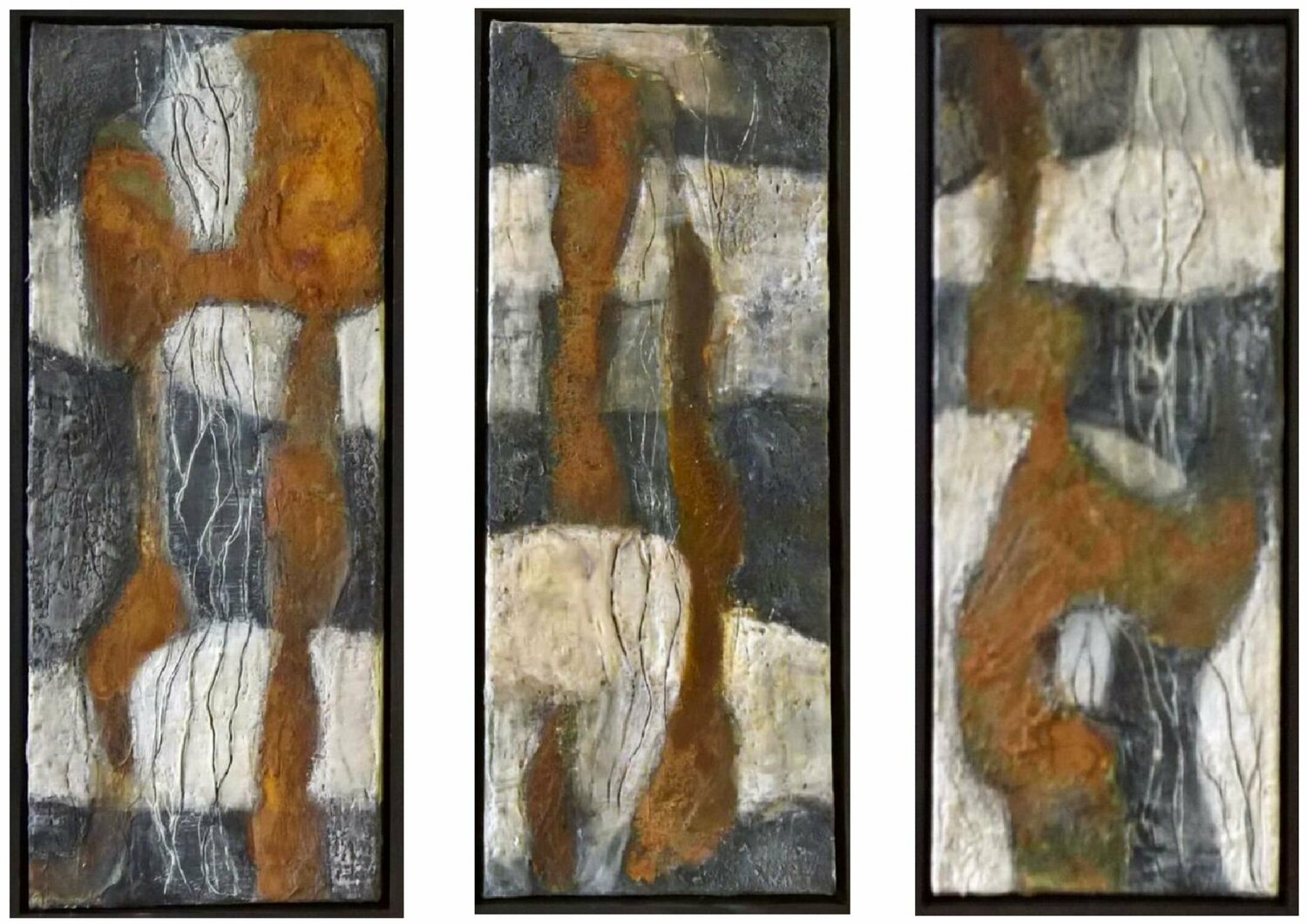 Triptychon Verwachste Rostspuren Eva Vogt