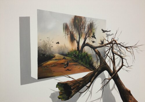 3D Landschaft.  Acryl par Eka Peradze, Peinture en vente sur Singulart