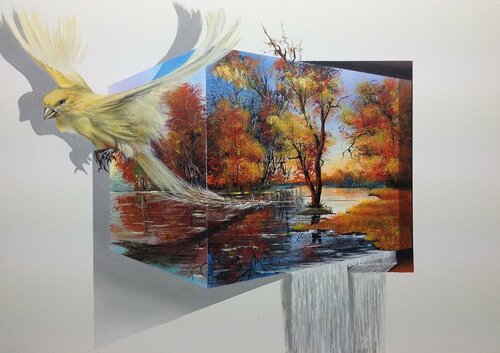 3D Landschaft.  bird par Eka Peradze, Peinture en vente sur Singulart
