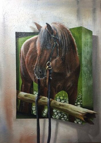 3 D horses 67 de Eka Peradze, Pintura a la venta en Singulart