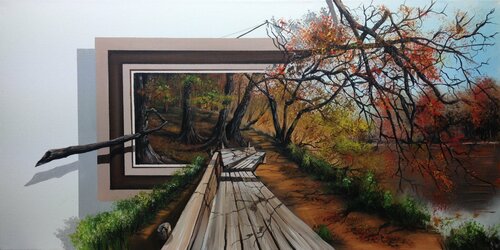 3D Landschaft.  Acryl par Eka Peradze, Peinture en vente sur Singulart