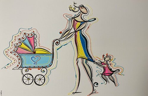 Action. Love. family van Eka Peradze, Schilderij te koop op Singulart