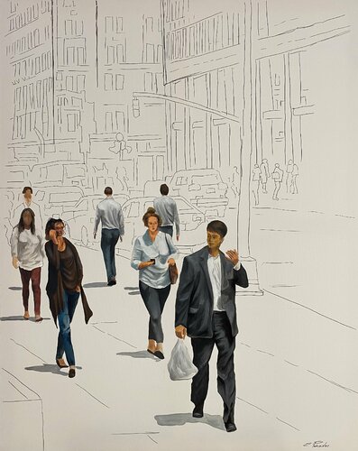 Freiheit - City. Menschen di Eka Peradze, Pittura in vendita su Singulart