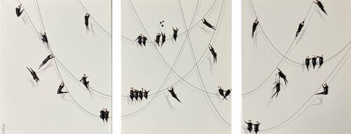 Action.only 2 days. Happyness. 3 parts. each 40c50cm. par Eka Peradze, Peinture en vente sur Singulart