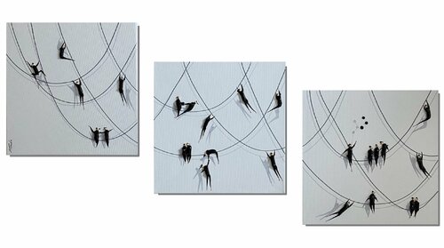 Action. Happyness. 3 parts. each 30x30cm. Eka Peradze