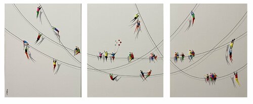 Action. Happyness. 3 parts. each 40c50cm. par Eka Peradze, Peinture en vente sur Singulart