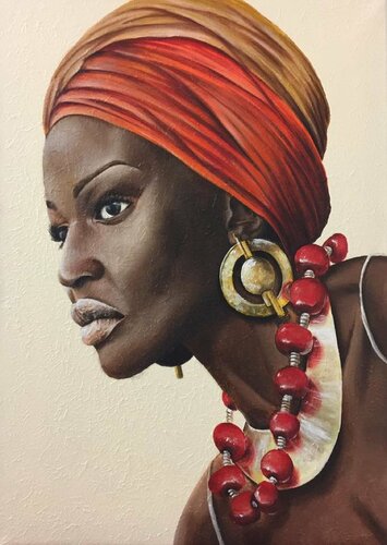 portrait. african woman par Eka Peradze, Peinture en vente sur Singulart