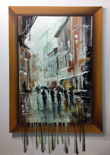 Action.In the city 17zu par Eka Peradze, Peinture en vente sur Singulart