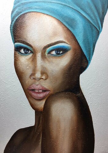 portrait. african woman par Eka Peradze, Peinture en vente sur Singulart
