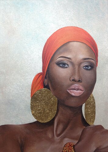 portrait. african woman par Eka Peradze, Peinture en vente sur Singulart