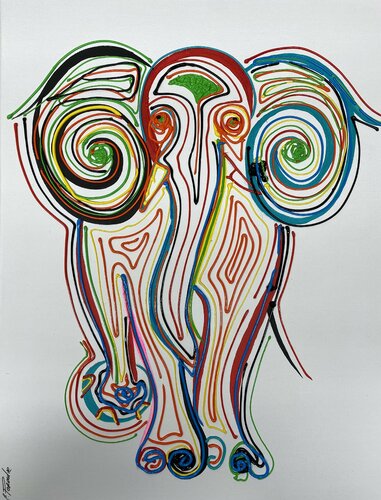Action. Elephant luck par Eka Peradze, Peinture en vente sur Singulart