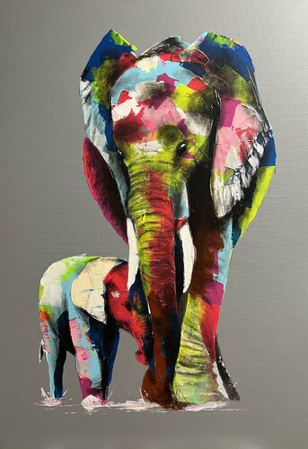 Family.  love.elephants. von Eka Peradze, Malerei kaufen auf Singulart