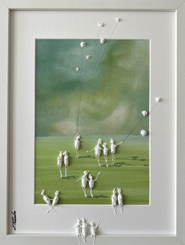 Action, Freedom, Love,Family. par Eka Peradze, Peinture en vente sur Singulart