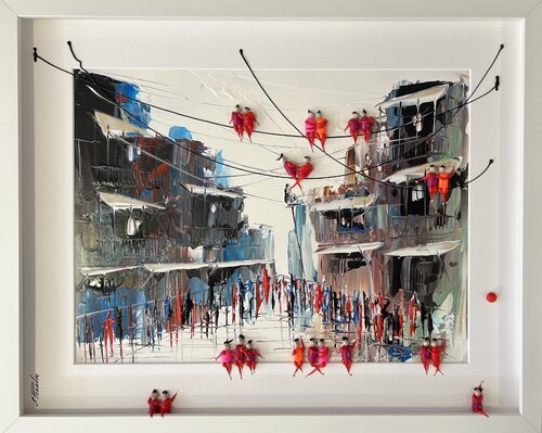 Action.In the city.♥️Love par Eka Peradze, Peinture en vente sur Singulart