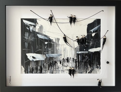 Action.In the city.♥️Love par Eka Peradze, Peinture en vente sur Singulart