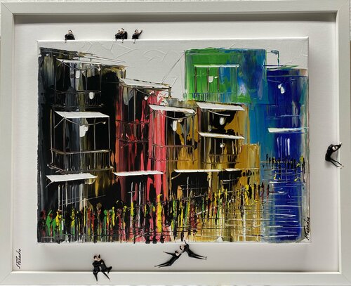 Action.In the city 17 par Eka Peradze, Peinture en vente sur Singulart