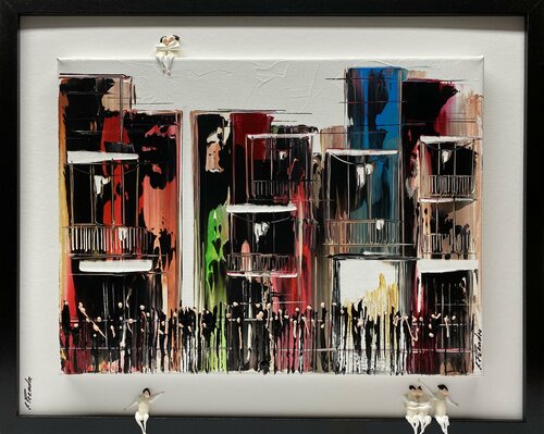 Action.In the city 17 par Eka Peradze, Peinture en vente sur Singulart