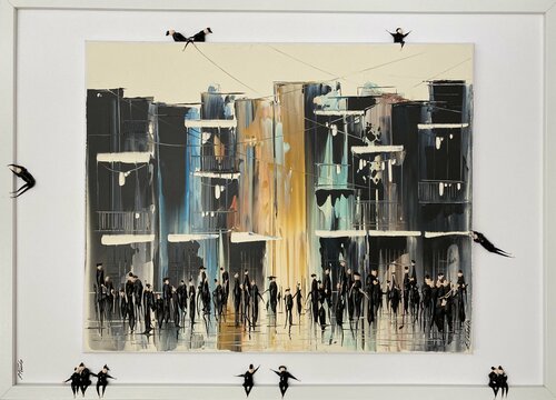 Action.In the city 17-45u par Eka Peradze, Peinture en vente sur Singulart