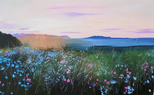 Meadow of Heaven 2 - Landscape, Flowers Painting, Impressionism, Realism Andrea Jacobi