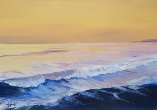 Morning Waves - Seascape Painting. Realism. Impressionism. by Andrea Jacobi, Painting for Sale on Singulart