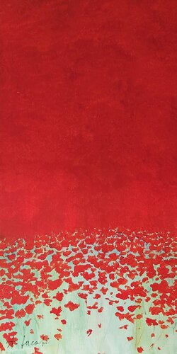 Poppy Meadow 3 - Flowers Painting, Impressionism, Red von Andrea Jacobi, Malerei kaufen auf Singulart
