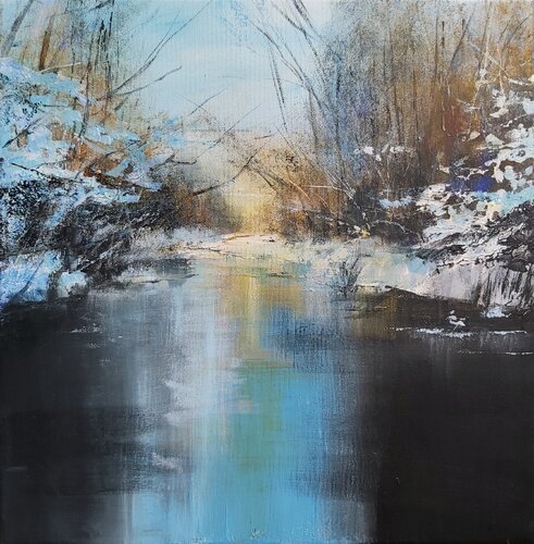 Wintersun - Landscape, Impressionism, Realism de Andrea Jacobi, Pintura a la venta en Singulart