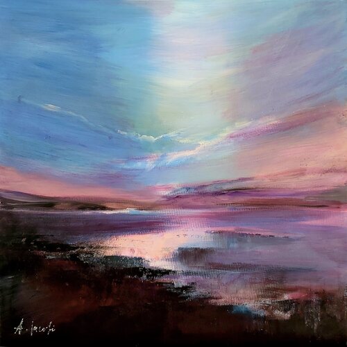 Sunset Shadows - Seascape Painting. Realism. Impressionism. di Andrea Jacobi, Pittura in vendita su Singulart