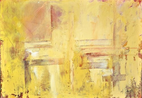 Traces 10 - Abstract Painting, Yellow Andrea Jacobi