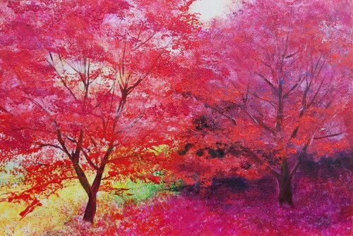 Moment of Happiness - Landscape Painting. Forest. Impressionism. Figurative. by Andrea Jacobi, Painting for Sale on Singulart