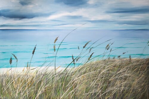 Beach Walk 1 - Landscape, Seascape, Impressionism, Realism di Andrea Jacobi, Pittura in vendita su Singulart