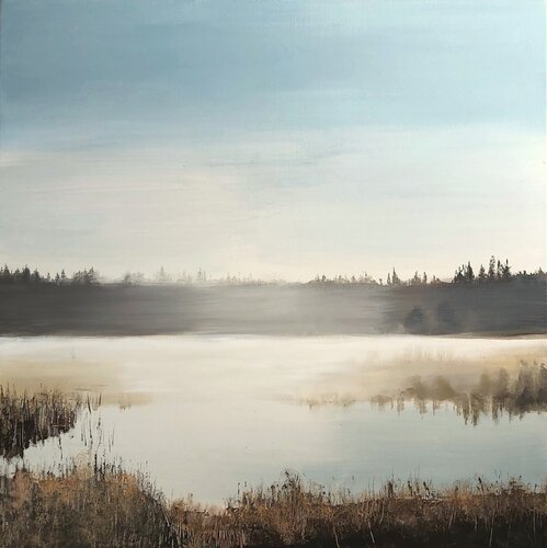 Misty Morning - Landscape, Seascape, Impressionism, Realism par Andrea Jacobi, Peinture en vente sur Singulart