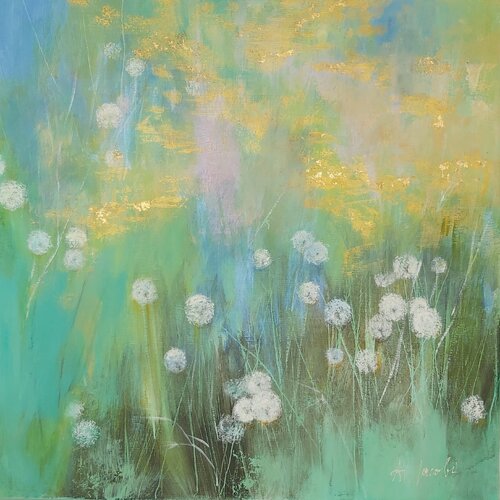 Dancing Dandelions - Flowers Painting, Impressionism von Andrea Jacobi, Malerei kaufen auf Singulart