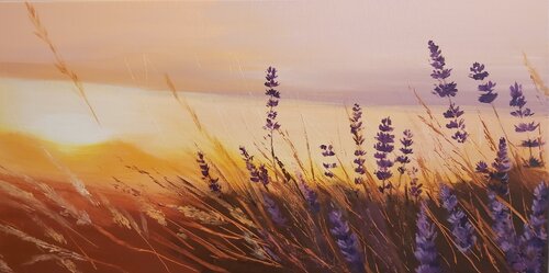 Touch with Lavender - Flowers Painting, Impressionism, Realism di Andrea Jacobi, Pittura in vendita su Singulart