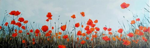 Dreaming of Poppies - Flowers Painting, Impressionism, Realism von Andrea Jacobi, Malerei kaufen auf Singulart