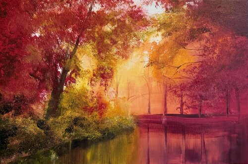 Poetic Forest 3 - Landscape Painting. Forest. Impressionism. Figurative. von Andrea Jacobi, Malerei kaufen auf Singulart