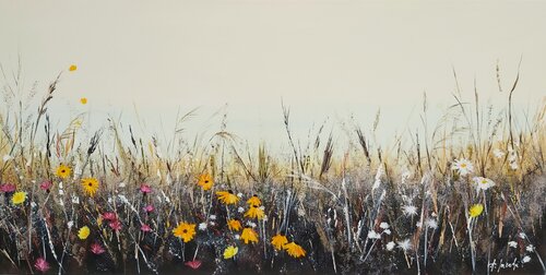 Autumn Meadow 1 - Flowers Painting, Impressionism, Realism von Andrea Jacobi, Malerei kaufen auf Singulart